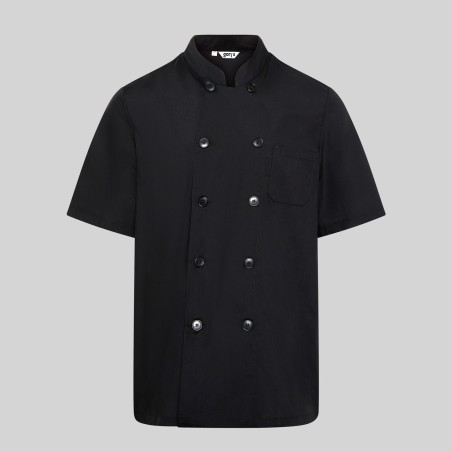 Chaqueta cocina unisex negra manga corta popelín | WORKERS UNIFORMES