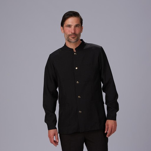 Chaqueta Hombre Cuello Mao Negra Botón Dorado | Gary's | Workers Uniformes