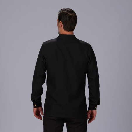 Chaqueta Hombre Cuello Mao Negra Botón Dorado | Gary's | Workers Uniformes
