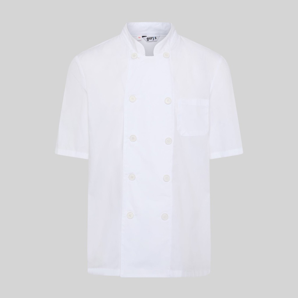 Chaqueta cocina unisex popelín blanco manga corta Garys | WORKERS UNIFORMES