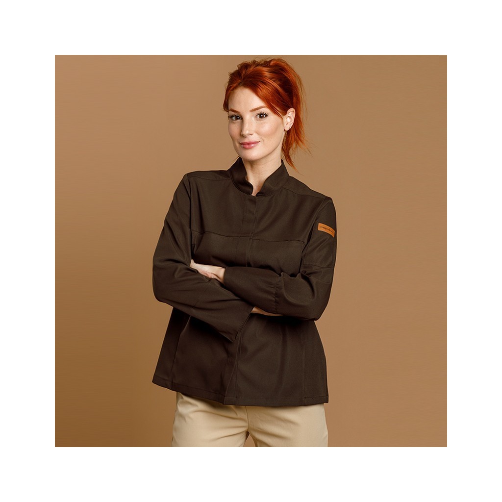 Chaqueta cocina mujer Oliva microfibra transpirable | WORKERS UNIFORMES