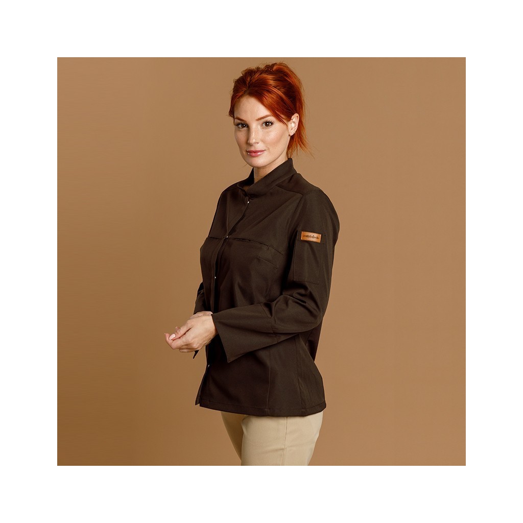 Chaqueta cocina mujer Oliva microfibra transpirable | WORKERS UNIFORMES