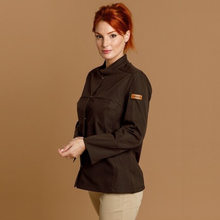 Chaqueta cocina mujer Oliva microfibra transpirable | WORKERS UNIFORMES