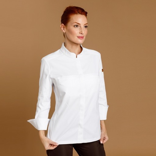 Chaqueta cocina mujer Oliva microfibra transpirable | WORKERS UNIFORMES 2