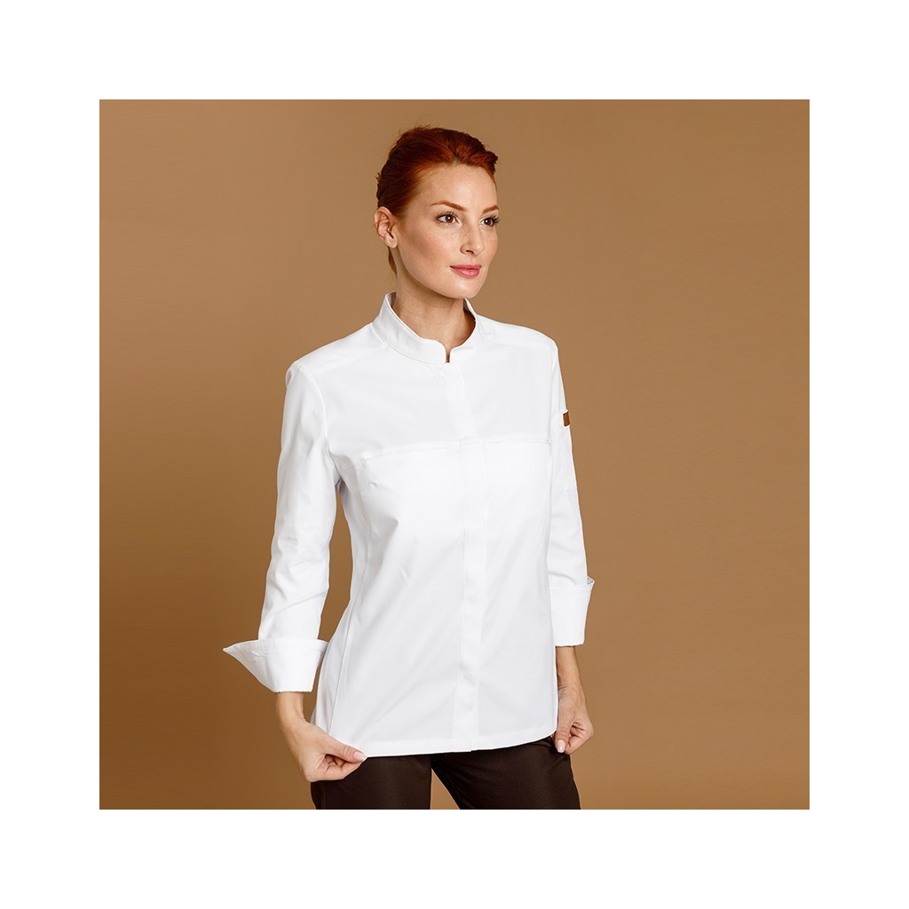 Chaqueta cocina mujer Oliva microfibra transpirable | WORKERS UNIFORMES