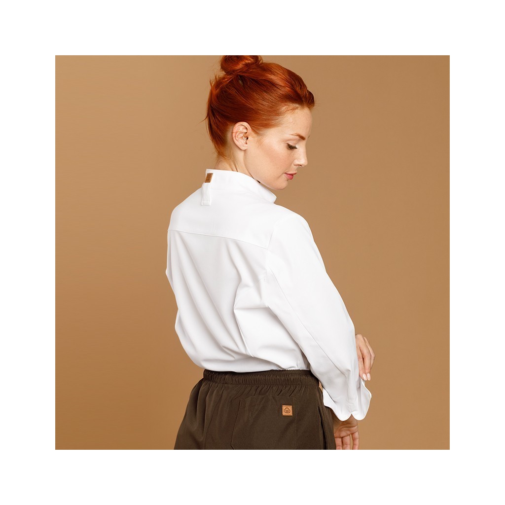 Chaqueta cocina mujer Oliva microfibra transpirable | WORKERS UNIFORMES