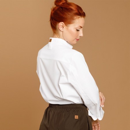 Chaqueta cocina mujer Oliva microfibra transpirable | WORKERS UNIFORMES