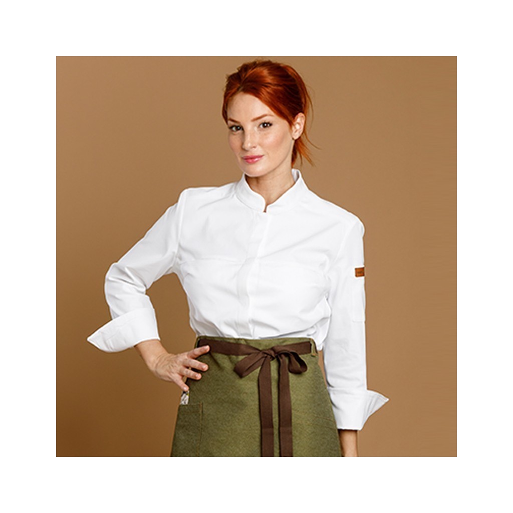 Chaqueta cocina mujer Oliva microfibra transpirable | WORKERS UNIFORMES