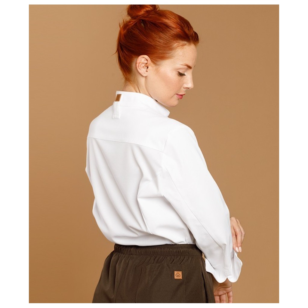 Chaqueta cocina mujer Oliva microfibra transpirable | WORKERS UNIFORMES