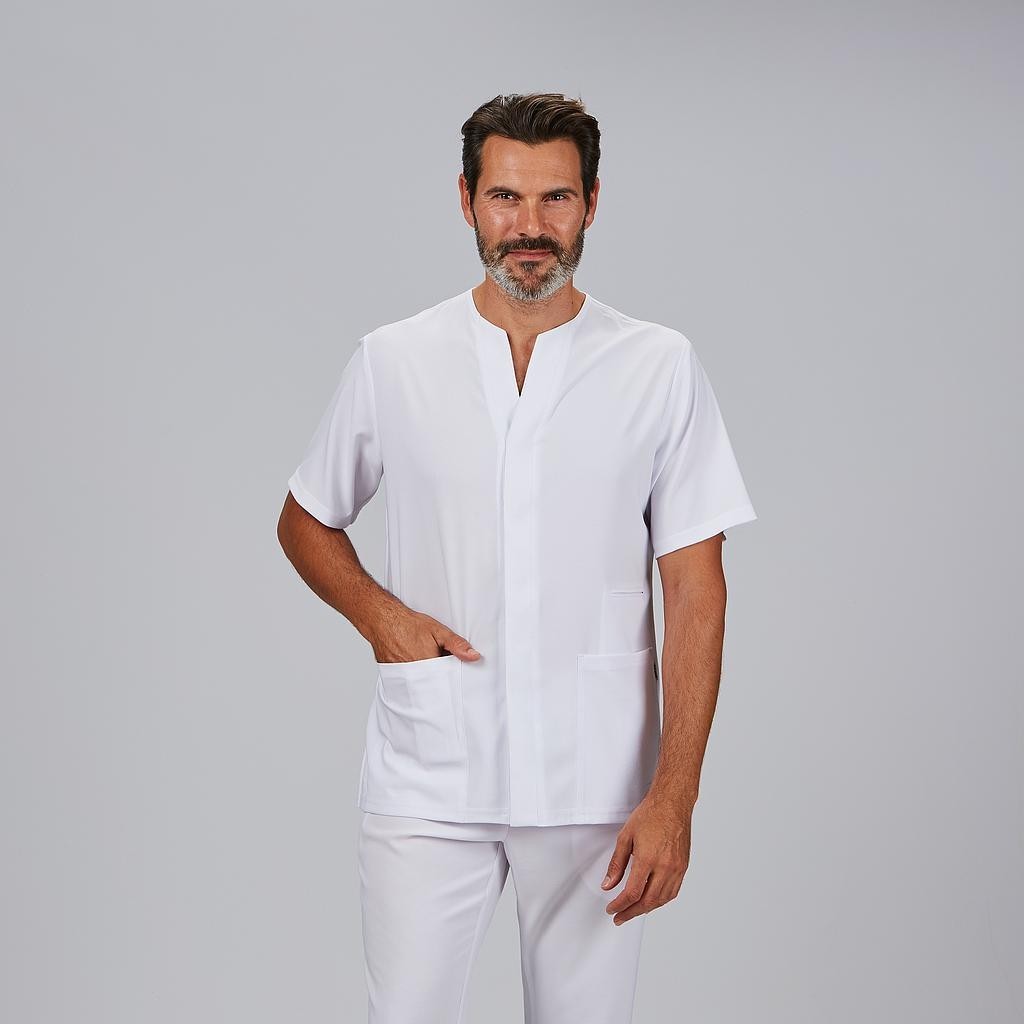 Blusa sanitaria hombre Alonso cuello pico cómoda | Workers Uniformes