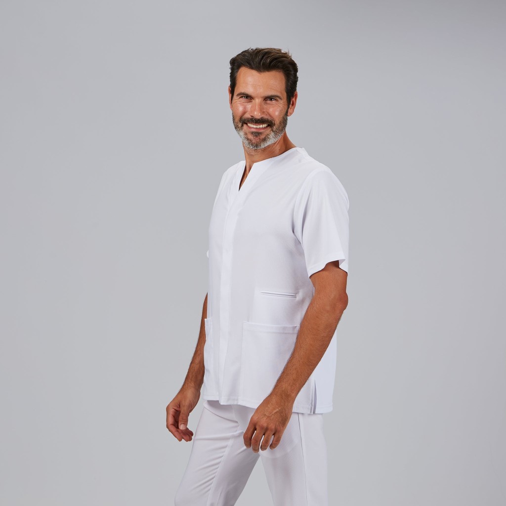 Blusa sanitaria hombre Alonso cuello pico cómoda | Workers Uniformes