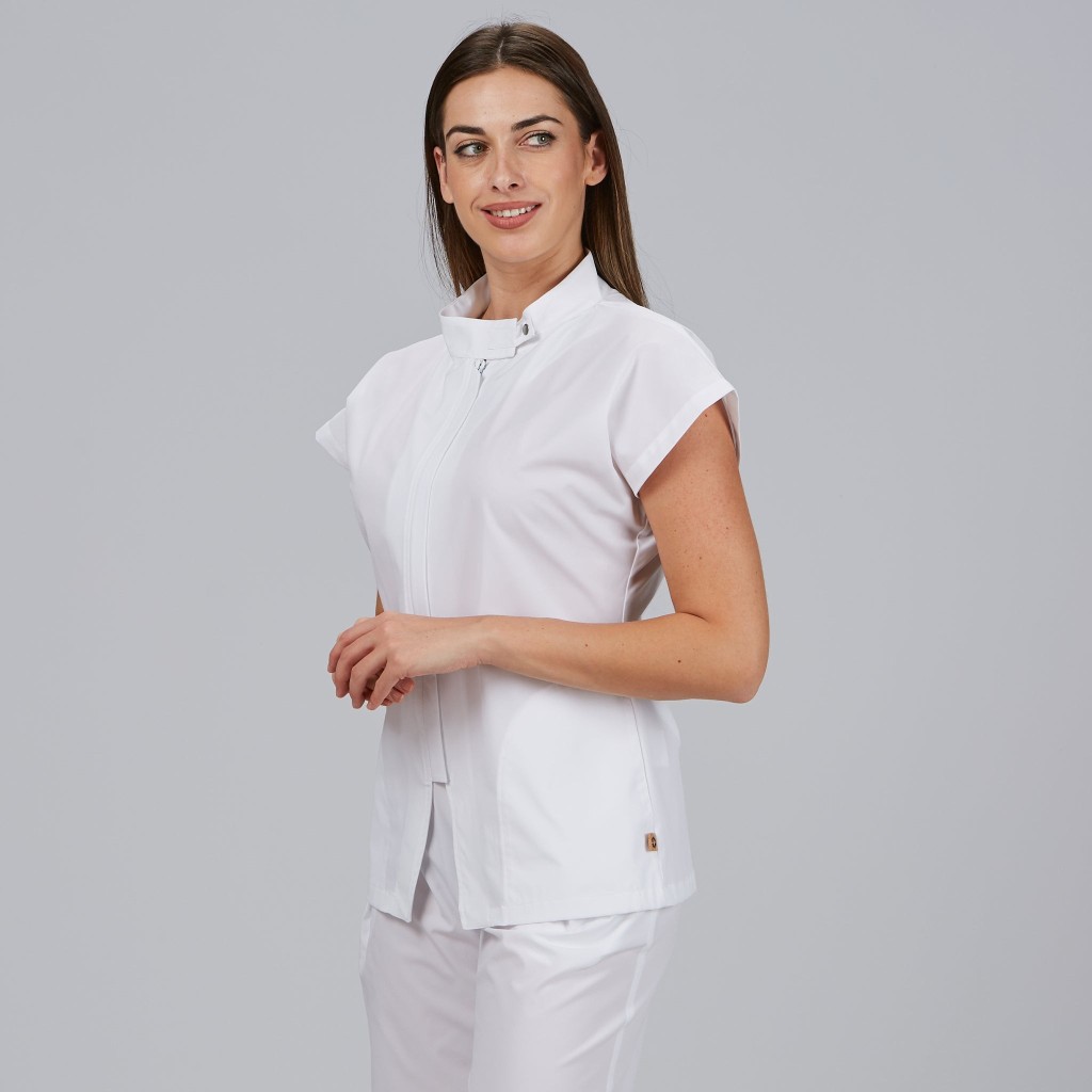 Blusa sanitaria mujer Musa con cremallera cómoda | Workers Uniformes