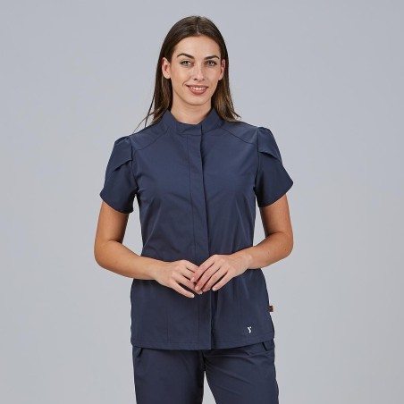 BLUSA MUJER BOTON OCULTO M/C LINA