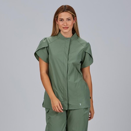 BLUSA MUJER BOTON OCULTO M/C LINA