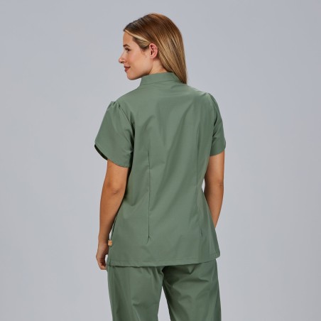 BLUSA MUJER BOTON OCULTO M/C LINA