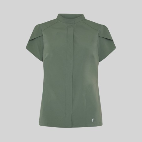 BLUSA MUJER BOTON OCULTO M/C LINA