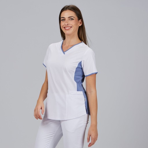 BLUSA MUJER ESCOTE PICO COMBINADA M/C CLEO 2