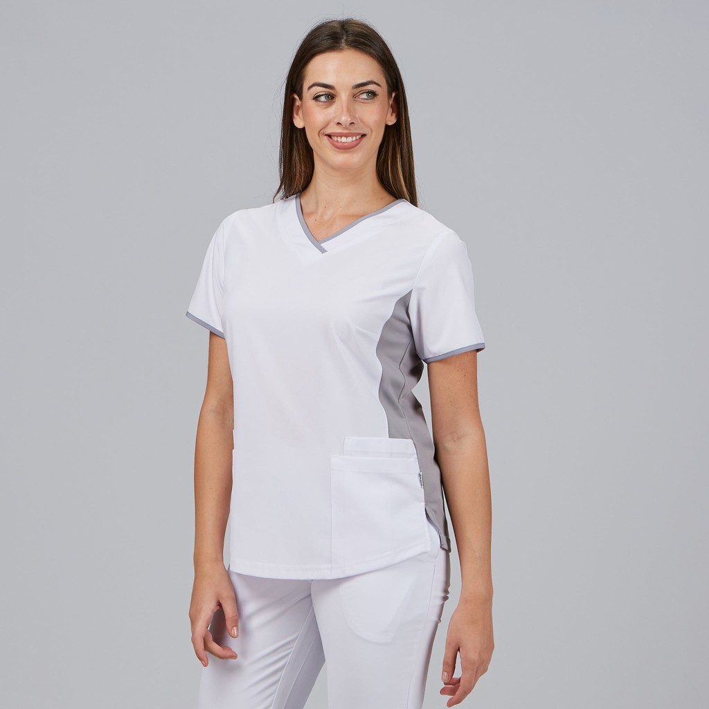 BLUSA MUJER ESCOTE PICO COMBINADA M/C CLEO