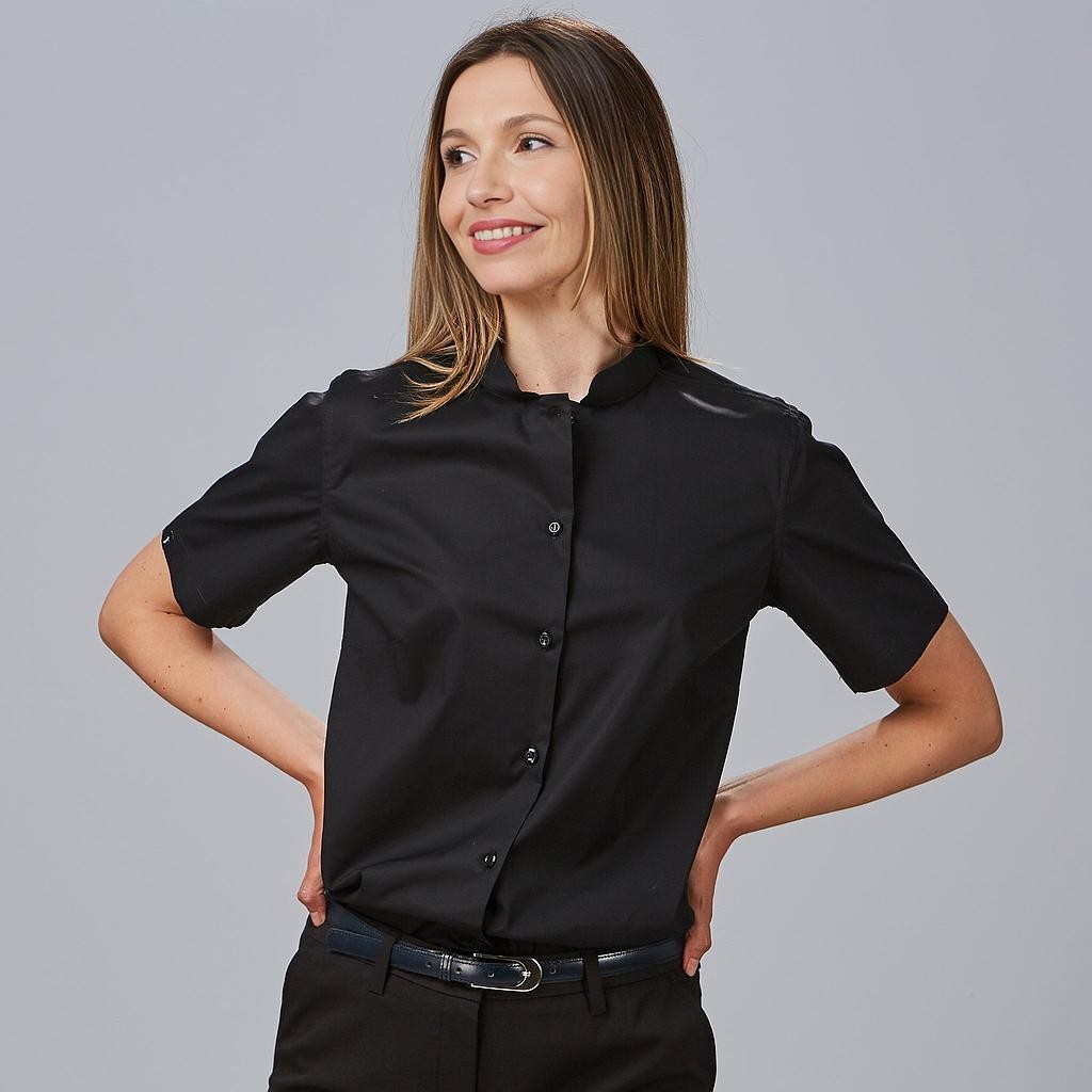 Camisa mujer manga corta cuello mao elastán | Workers Uniformes