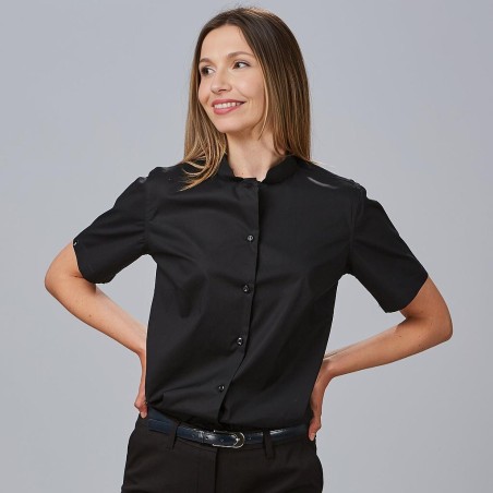 Camisa mujer manga corta cuello mao elastán | Workers Uniformes