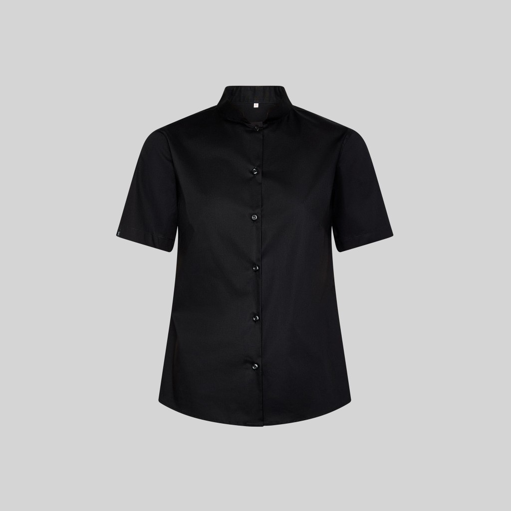 Camisa mujer manga corta cuello mao elastán | Workers Uniformes