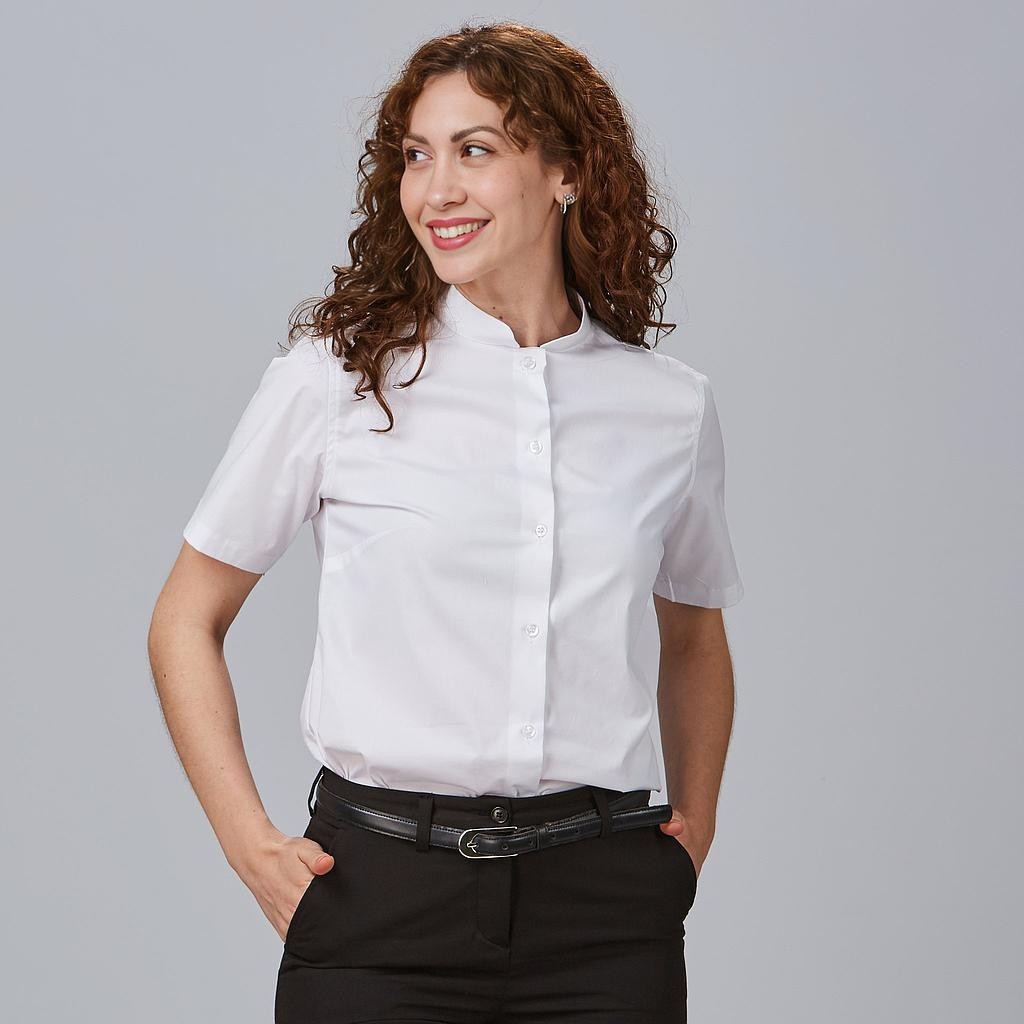 Camisa mujer manga corta cuello mao elastán | Workers Uniformes
