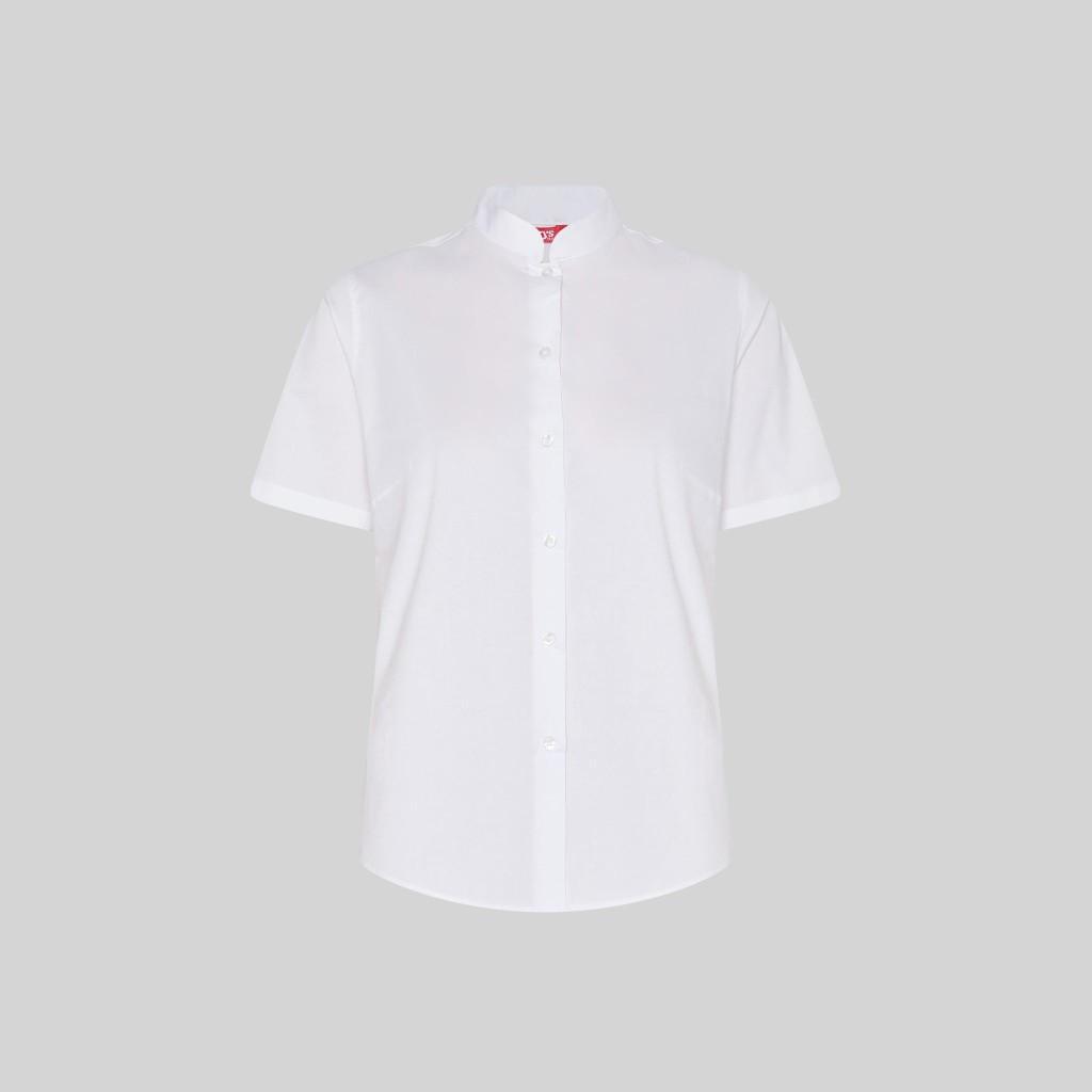 Camisa mujer manga corta cuello mao elastán | Workers Uniformes
