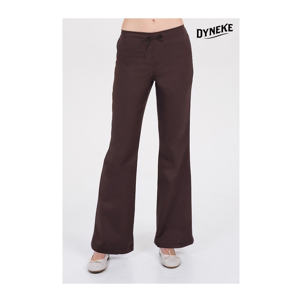 Pantalón mujer marrón acampanado Dyneke | Workers Uniformes