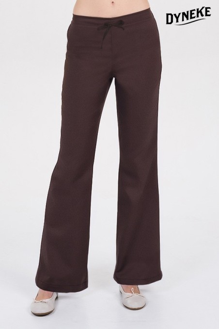 Pantalón mujer marrón acampanado Dyneke | Workers Uniformes