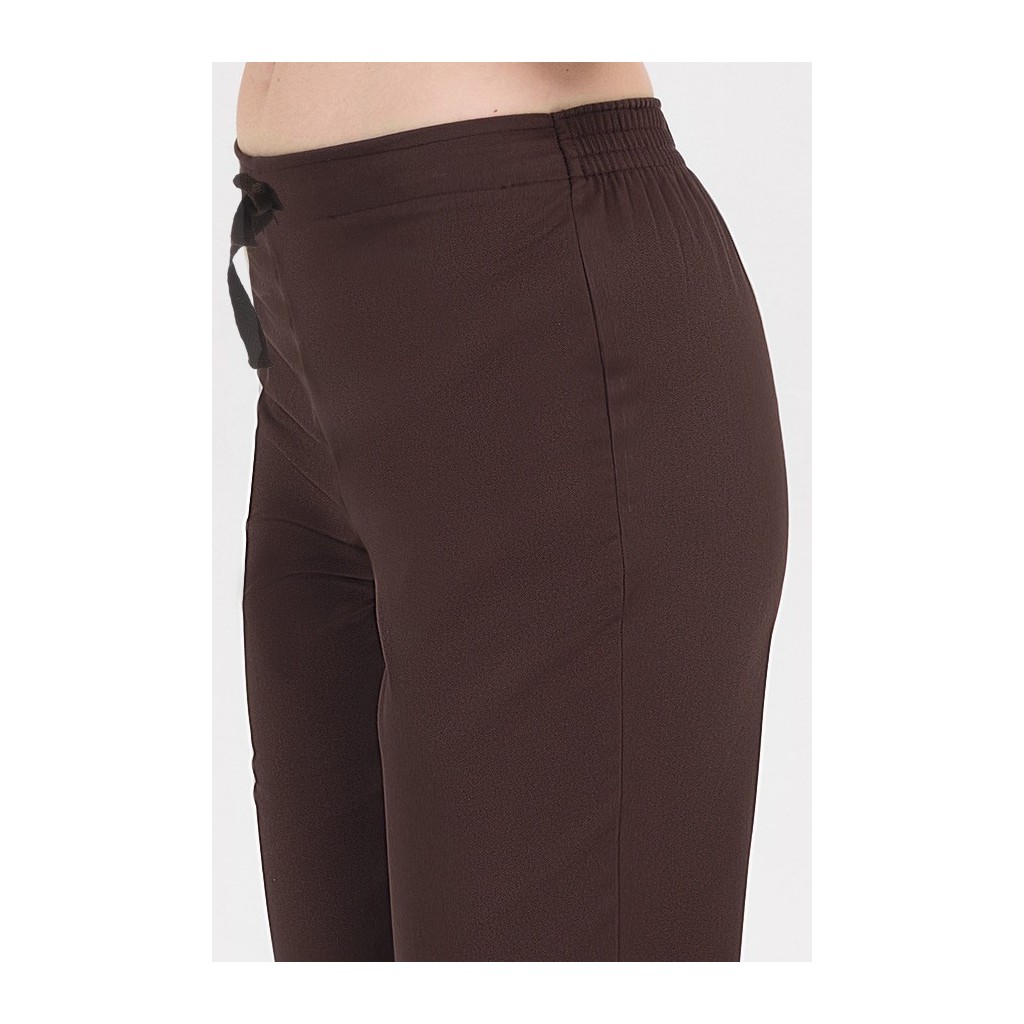 Pantalón mujer marrón acampanado Dyneke | Workers Uniformes