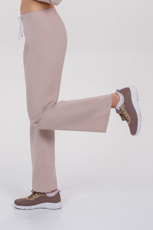 Pantalón mujer beige acampanado Dyneke | Workers Uniformes 2