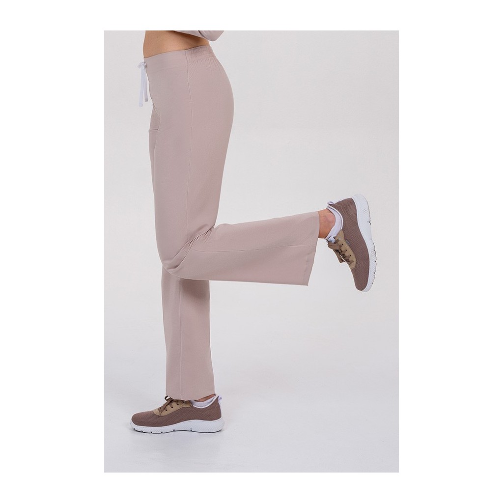 Pantalón mujer beige acampanado Dyneke | Workers Uniformes