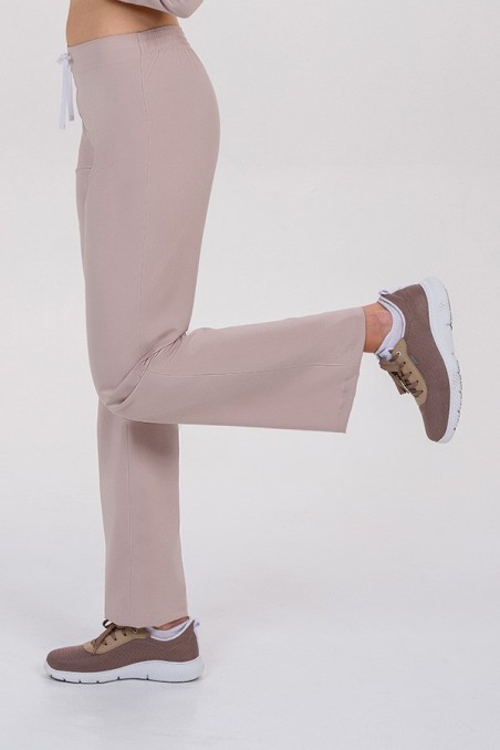 Pantalón mujer beige acampanado Dyneke | Workers Uniformes