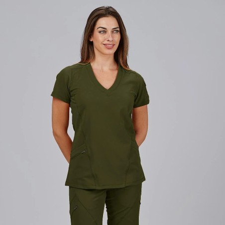Blusa mujer Nancy cuello canalé | Workers Uniformes