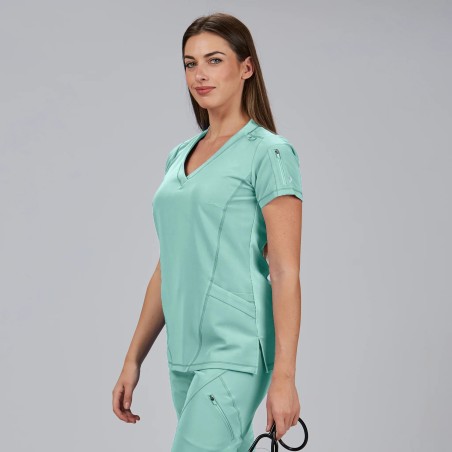 Blusa mujer Nancy cuello canalé | Workers Uniformes