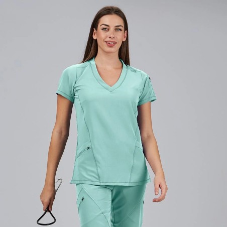 Blusa mujer Nancy cuello canalé | Workers Uniformes