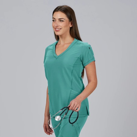 Blusa mujer Nancy cuello canalé | Workers Uniformes
