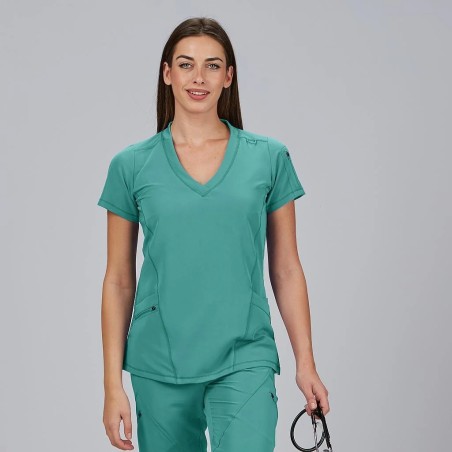 Blusa mujer Nancy cuello canalé | Workers Uniformes